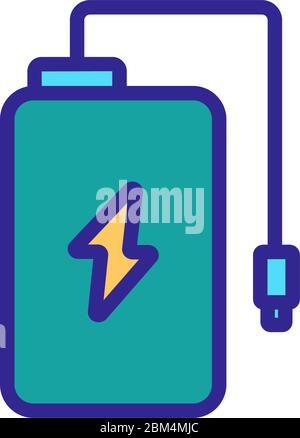 Elektrische usb-Ladung mit Kabel Symbol Vektor Umriss Abbildung Stock Vektor