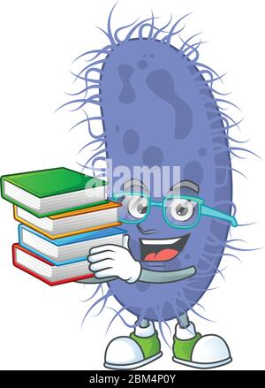 Ein Maskottchen Design von Salmonella typhi Student Charakter mit Buch. Vektorgrafik Stock Vektor