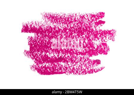 Vorlage für Banner Text strukturiert rosa Lippenstift Strich, isoliert auf weißem Hintergrund, maraketing Promotion Produkt. Stockfoto