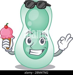 Cartoon Design Konzept von serratia marcescens mit einem Eis Stock Vektor