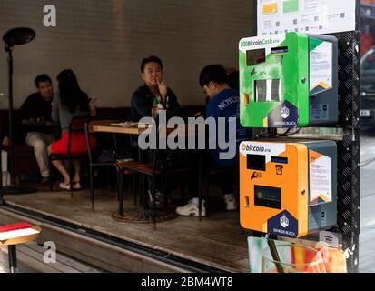 Hongkong, China: 29. Januar 2019. Bitcoin ATMs auf Staunton Street Central Jayne Russell/Alamy Stock Image Stockfoto