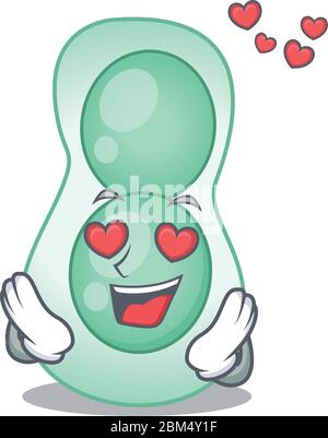 Cute serratia marcescens Cartoon-Charakter hat eine fallen in der Liebe Gesicht Stock Vektor