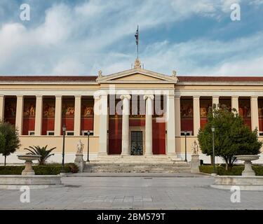 Kapodistrian Universität in der Panepistimiou Straße, Athen Griechenland Stockfoto