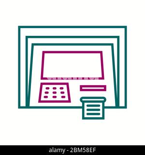 Schöne Geldautomat Vektor-Linie Symbol Stock Vektor