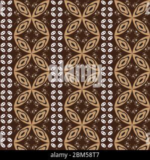 Elegante Kreis Art Work Motive auf Kawung Batik Design mit einfachen mocca braun Farbe Design Stock Vektor