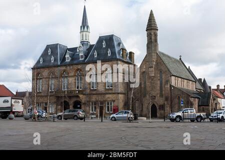 Rathaus und Kirche der Heiligen Anna bei Bischof Auckland, Co.Durham, England, Großbritannien Stockfoto