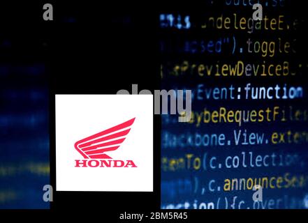 Kalkutta, Indien. Mai 2020. In dieser Abbildung ein Automobilhersteller Honda Logo auf einem Smartphone gesehen. Quelle: SOPA Images Limited/Alamy Live News Stockfoto