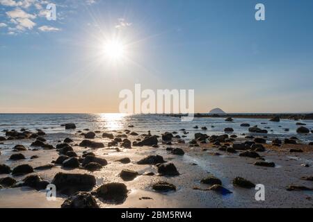 Lendalfoot Beach und ailsa craig, ayrshire Stockfoto