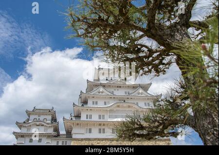 Himeji Castle ist auch bekannt als der Weiße Reiher (Shirasagijo) wegen seiner anmutigen Erscheinung, ist ein Weltkulturerbe und ein nationaler Schatz. Stockfoto