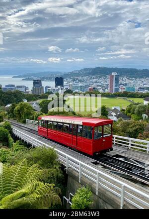 Cable Car von Kelburn mit Blick auf Wellington, Neuseeland Stockfoto