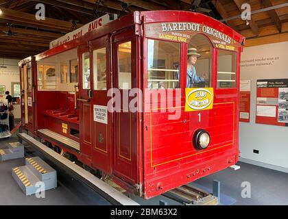 Alte Seilbahn im Cable Car Museum, Wellington, Neuseeland Stockfoto