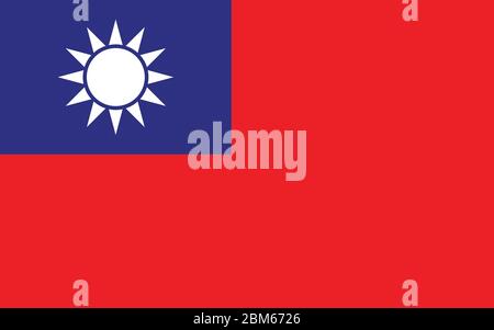 Vektorgrafik Taiwan Flagge. Rechteckige taiwanesische Flagge Illustration. Die taiwanesische Landesflagge ist ein Symbol für Freiheit, Patriotismus und Unabhängigkeit. Stock Vektor