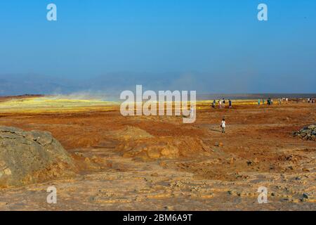 Bunte Landschaft von Dallol terrestrischen Hydrothermalsystem in Danakil Wüste, Äthiopien Stockfoto