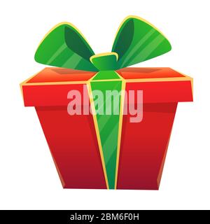 Gewinnen Sie Symbol Gewinner Preis oder rote Geschenkbox rot mit Band und geknüpfte Schleife, Urlaub Verpackung Glückwünsche Lieferung glücklichen Urlaub, Vektor Cartoon illu Stock Vektor