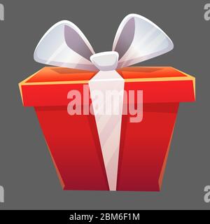 Gewinnen Sie Symbol Gewinner Preis oder rote Geschenkbox rot mit Band und geknüpfte Schleife, Urlaub Verpackung Glückwünsche Lieferung glücklichen Urlaub, Vektor Cartoon illu Stock Vektor