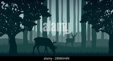 Tierwelt Elch im grünen Wald Natur Landschaft Vektor-illustration EPS 10. Stock Vektor