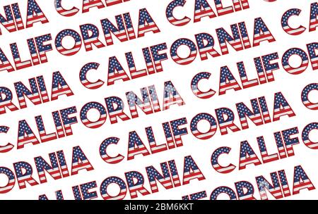 Kalifornien USA Staat Sterne und Streifen Hintergrund. 3D-Rendering Stockfoto