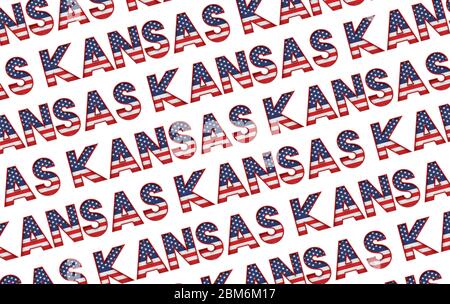 Kansas USA Staat Sterne und Streifen Hintergrund. 3D-Rendering Stockfoto