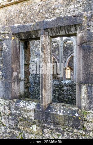 Ross Errilly Friary, ehemaliges Franziskanerkloster, Headford, Galway, Irland Stockfoto