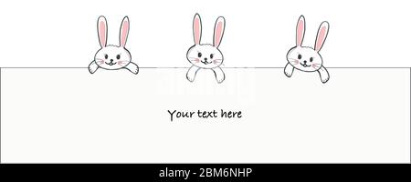 Niedlicher Hase mit einem weißen Banner. Ostern Grußkarte, Werbung, Mode, T-Shirt Design Element Vektor Illustration Hintergrund.eps Stock Vektor