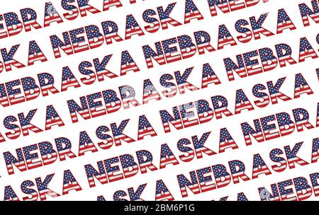 Nebraska USA Staat Sterne und Streifen Hintergrund. 3D-Rendering Stockfoto