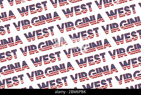 West Virginia USA Staat Sterne und Streifen Hintergrund. 3D-Rendering Stockfoto