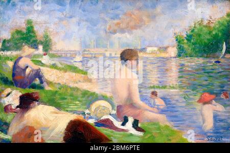 Georges Seurat, Abschlussstudie für „Badende in Asnières“, Malerei, 1883 Stockfoto