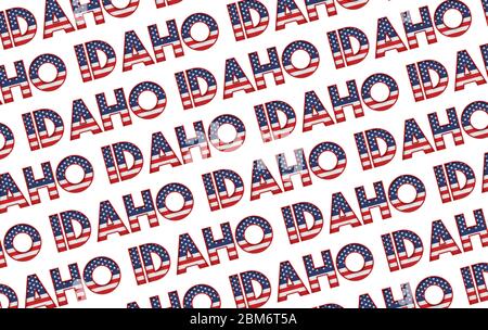 Idaho USA Staat Sterne und Streifen Hintergrund. 3D-Rendering Stockfoto