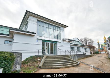 Darmstadt, März 01 2020: Eingang zum Ernst-Ludwig-Haus in der Mathildenhöhe in Darmstadt, Obrichweg-Ansicht. Architekt Joseph Maria Olbrich bui Stockfoto