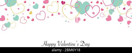 Einfache rosa, grüne, gelbe, rote Herzen. Happy Valentine's Day Banner Stil Hintergrund Vektor Design-Element Stock Vektor