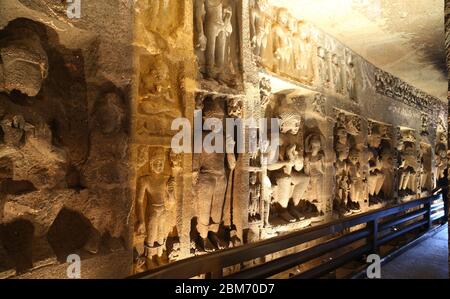 Höhle 26 in Ajanta Höhlen in Indien Stockfoto