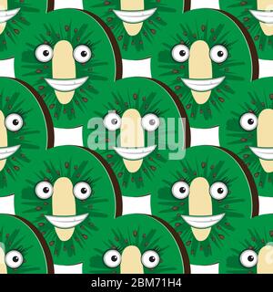 Nahtlose Muster von Kiwi Cartoon auf einem weißen Hintergrund. Vektorbild Stock Vektor