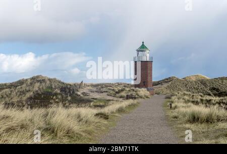 Leuchtturm am Roten Riff auf Sylt bei Kampen Stockfoto