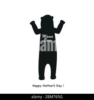 Mama Bär. Inspirierendes Zitat mit Bärenschnur. Skandinavischer Stil.Glückliche Grußkarte zum Muttertag Stock Vektor