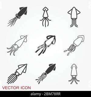 Squid-Symbol. Abstrakter Tintenfisch auf Hintergrund. Vektorgrafik Stock Vektor