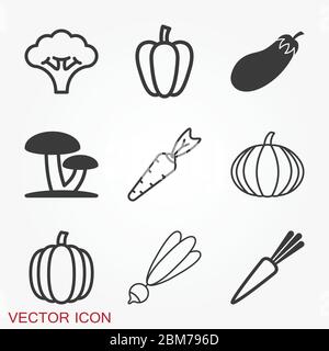 Gemüse Vektor-Symbol, Symbol isoliert auf Hintergrund. Stock Vektor