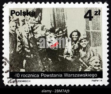 POLEN - UM 1984: Eine Briefmarke, die in Polen dem Warschauer Aufstand gewidmet ist, 40. Jahrestag, um 1984 Stockfoto