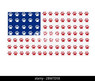 Amerikanische Flagge aus Pfotenabzügen Stock Vektor