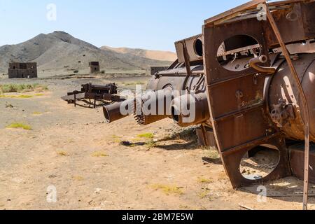 Der Zug wurde auf der historischen osmanischen Hejaz-Eisenbahn in Hadyjah, Saudi-Arabien, gesprengt Stockfoto