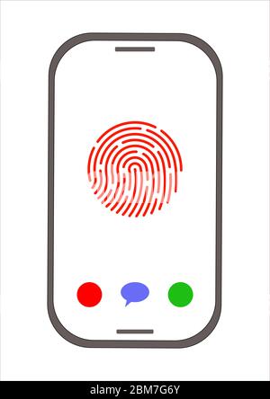 Biometrischer Fingerabdruck zur Identifizierung einer Person auf einem Smartphone. Stock Vektor