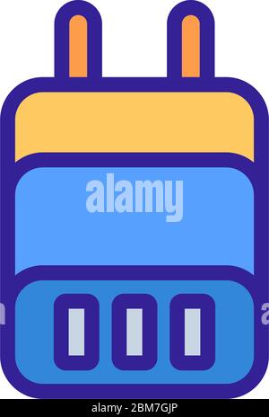 Netzteil mit Stecker für drei Geräte Symbol Vektor-Umriss Abbildung Stock Vektor