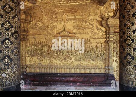 Buddhistische Tempel (Wat Mai Souvannaphouma Ham) in Luang Prabang (Laos) Stockfoto