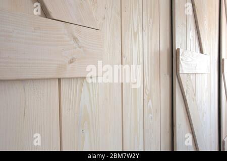 Helle Holz Scheune Türen Hintergrund Textur modernen Innenraum close-up Stockfoto