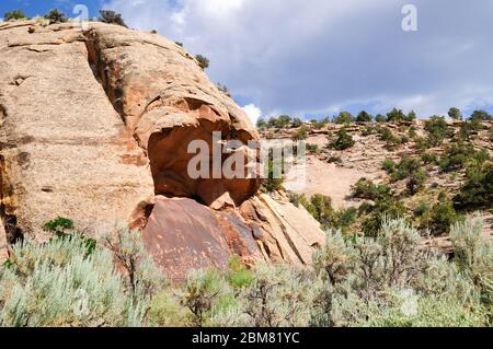 Anasazi Petroglyphen am Zeitungsfelsen im canyonlands Nationalpark, utah Stockfoto