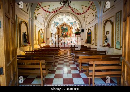 Cuernavaca, Morelos - 11/23/2016: La Iglesia de los Tres Reyes schöne alte Kirche Dekoration Stockfoto