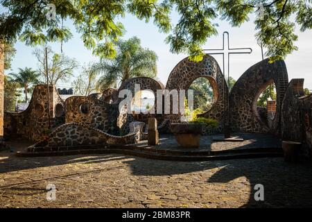 Cuernavaca, Morelos - 11/23/2016: La Iglesia de los Tres Reyes schöne alte Kirche Dekoration Stockfoto