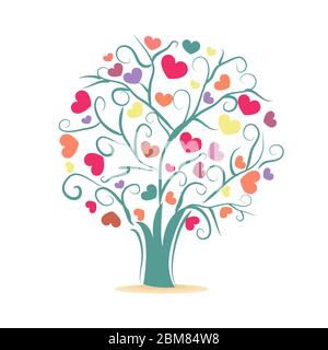 Love Tree. Baum mit bunten Herzen Vektor-Illustration Stock Vektor