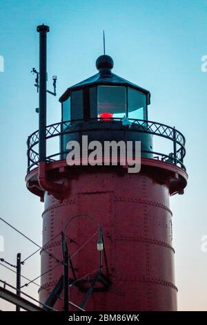 Roter Leuchtturm in South Haven Michigan Stockfoto