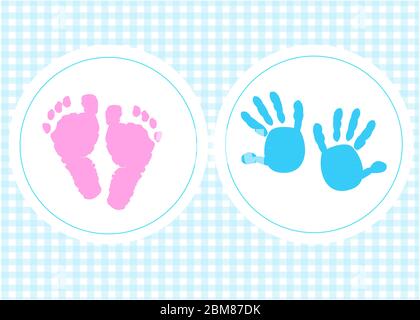 Baby Mädchen Baby Junge Baby Hand und Fuß Vektor Hintergrund Stock Vektor