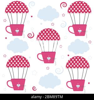 Kaffeetasse mit Ballon Muster Vektor Hintergrund Stock Vektor